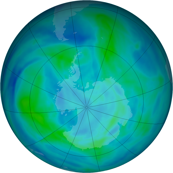 Antarctic ozone map for 24 March 2008